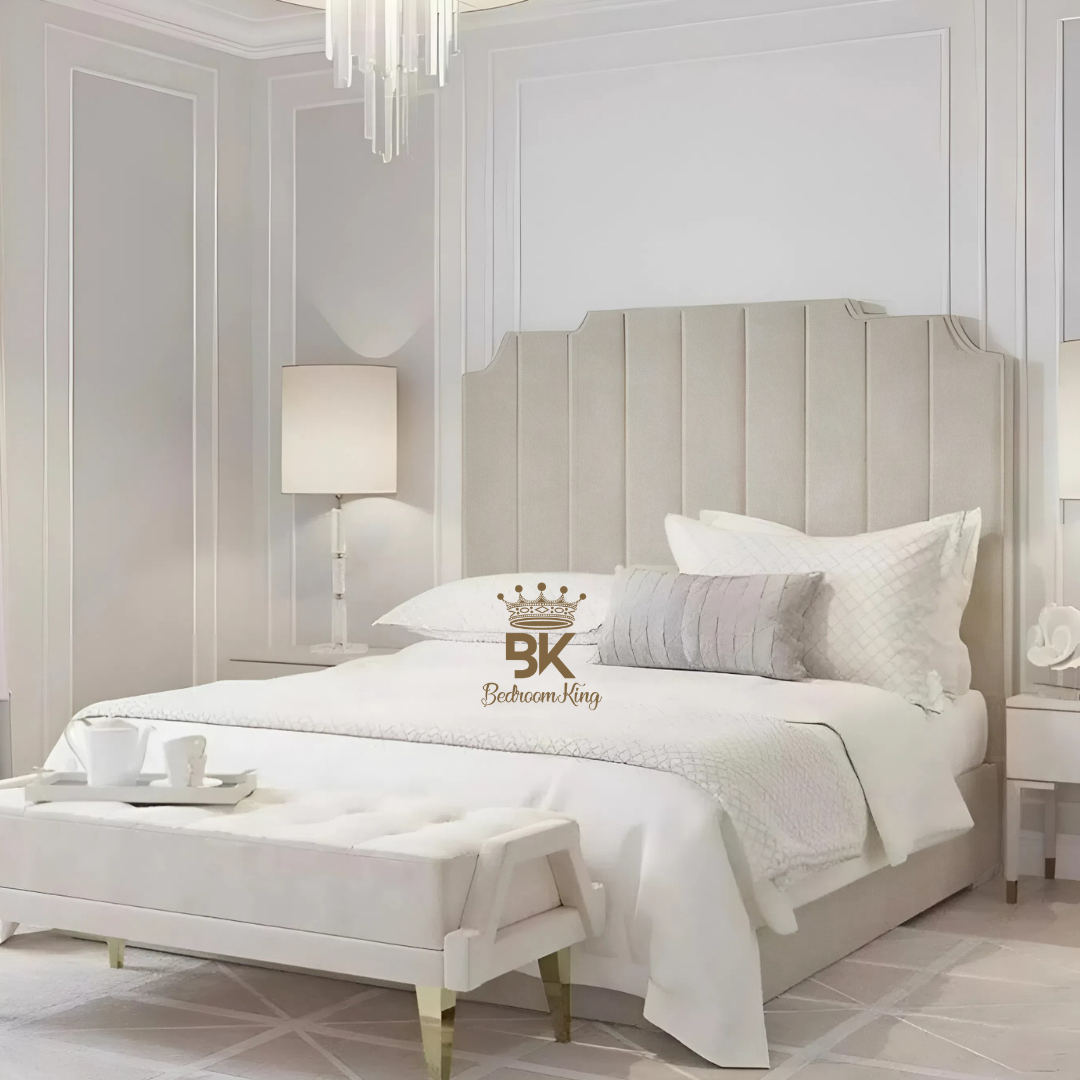 Lacey Art Deco Bedframe Pictured With Tall Headboard