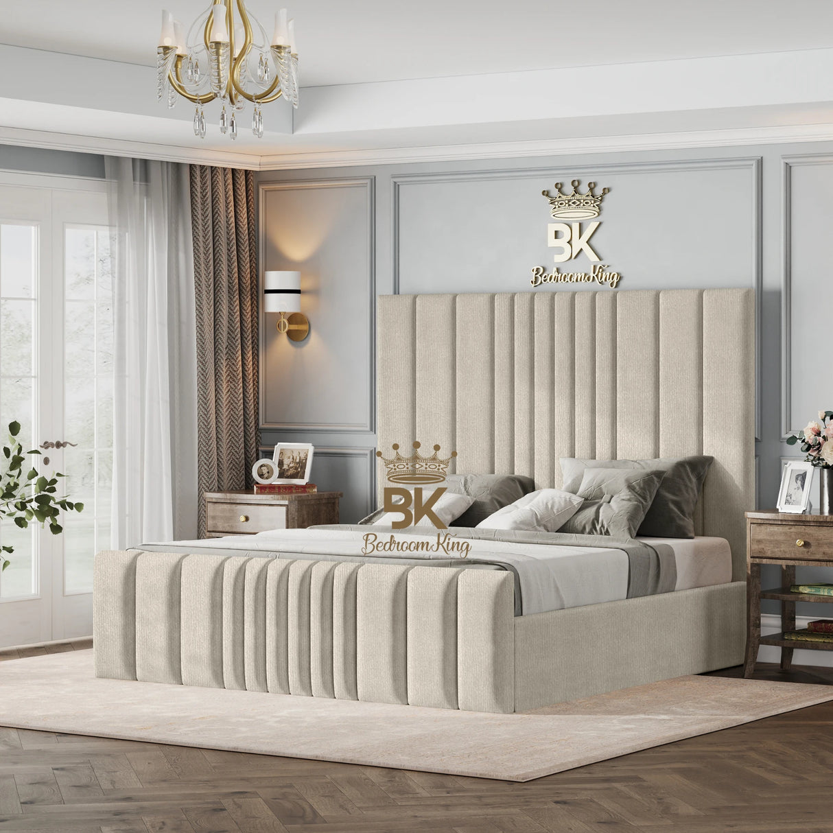 Bethany Luxury Fabric Bed Frame - Cream Naples