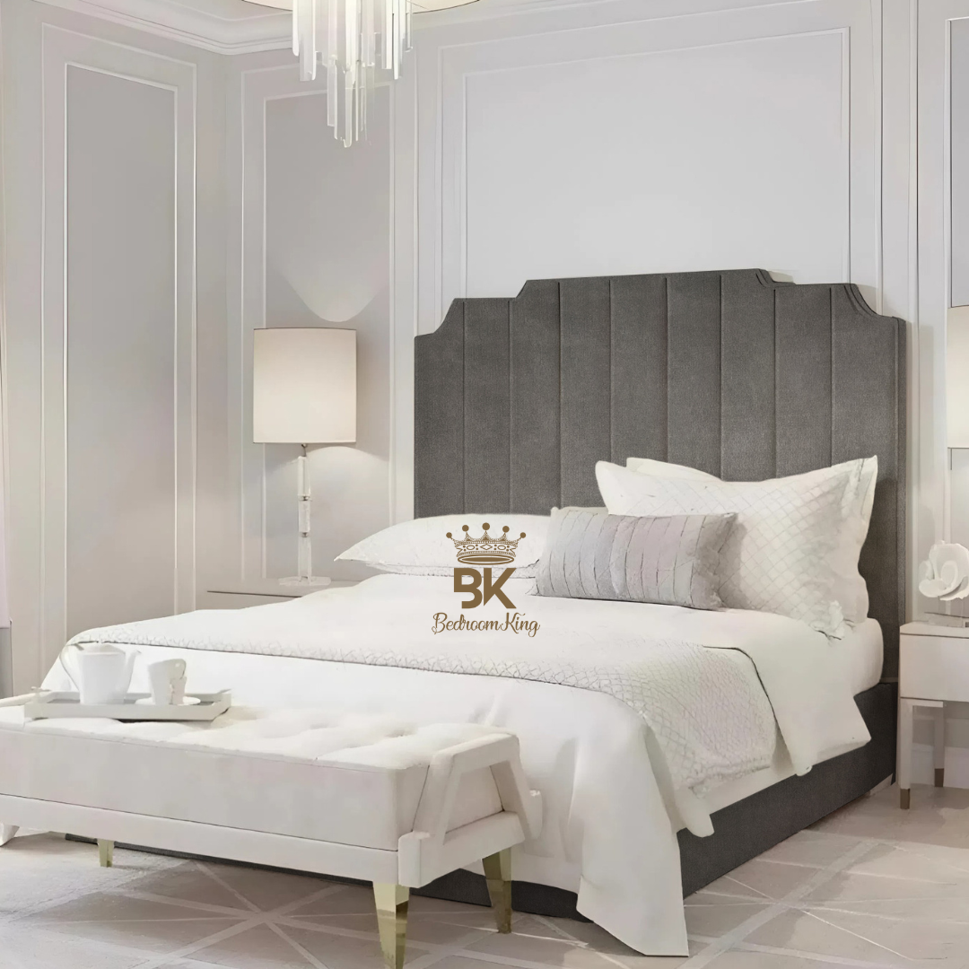 Lacey Art Deco Bedframe Pictured With Tall Headboard