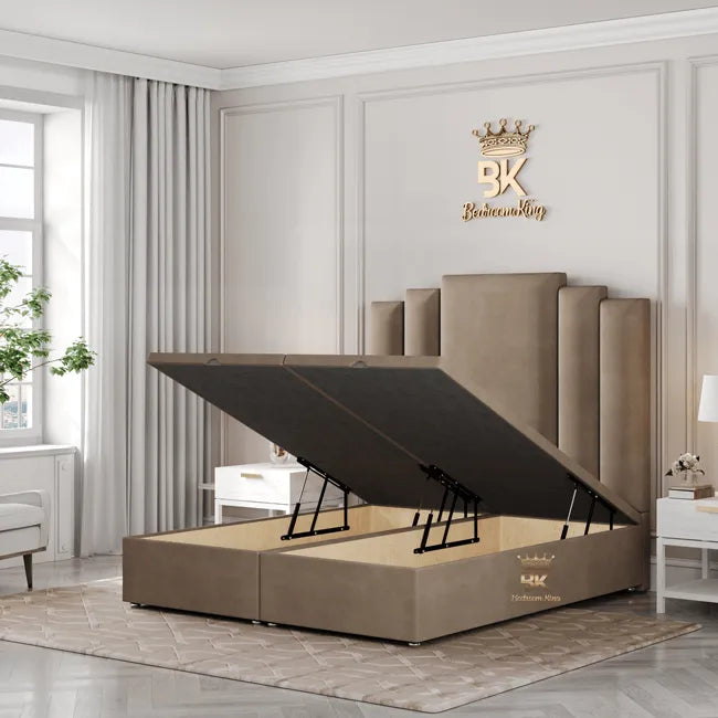 Bed Frame with ottoman gas lift storage