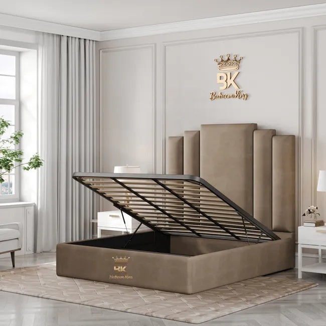 king size bed frame with metal gas lift option
