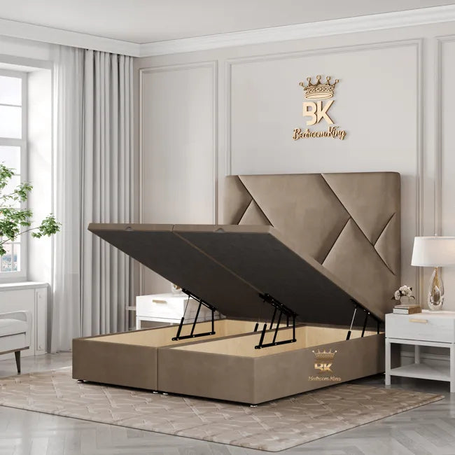 Vita Hex Bed Frame Choose Ottoman Gaslift or Divan Drawers - Bedroomking