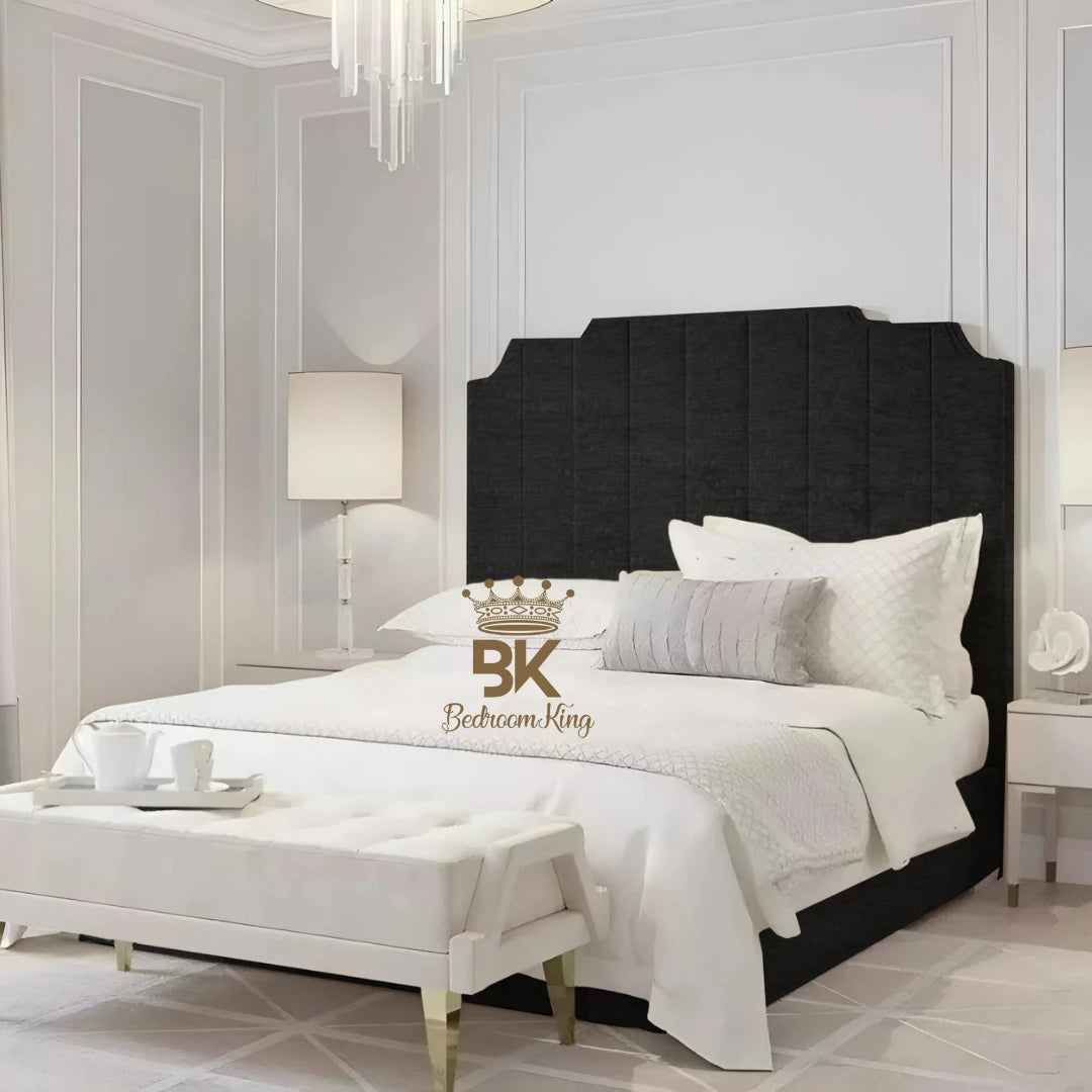 Lacey Art Deco Bedframe Pictured With Tall Headboard