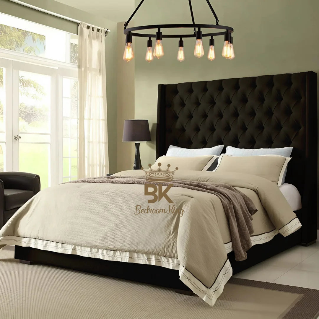 Grand Curved Wingback Bed frame Available With Storage