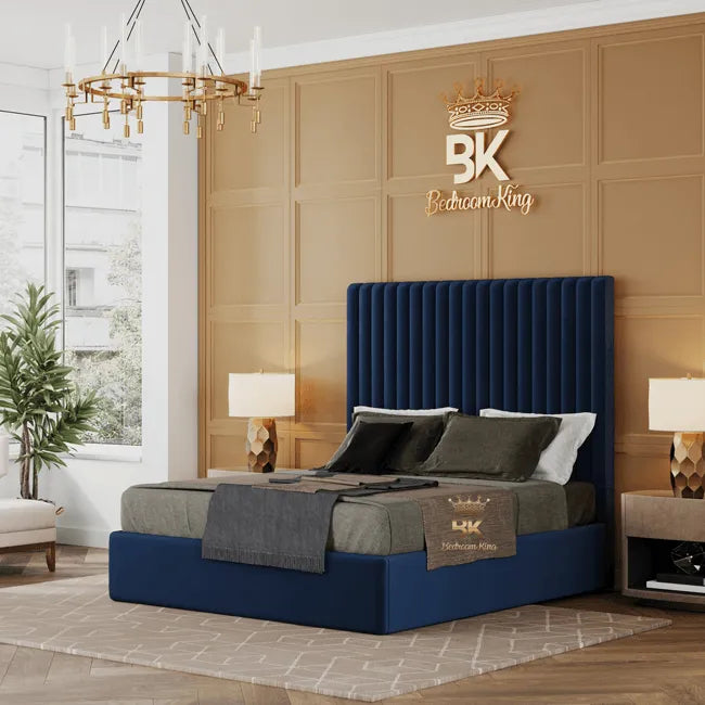 Orson Storage Bed Frame - Blue Plush Velvet