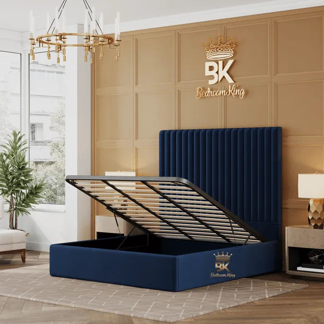 Bed Frame with Metal Gas Lift Storage