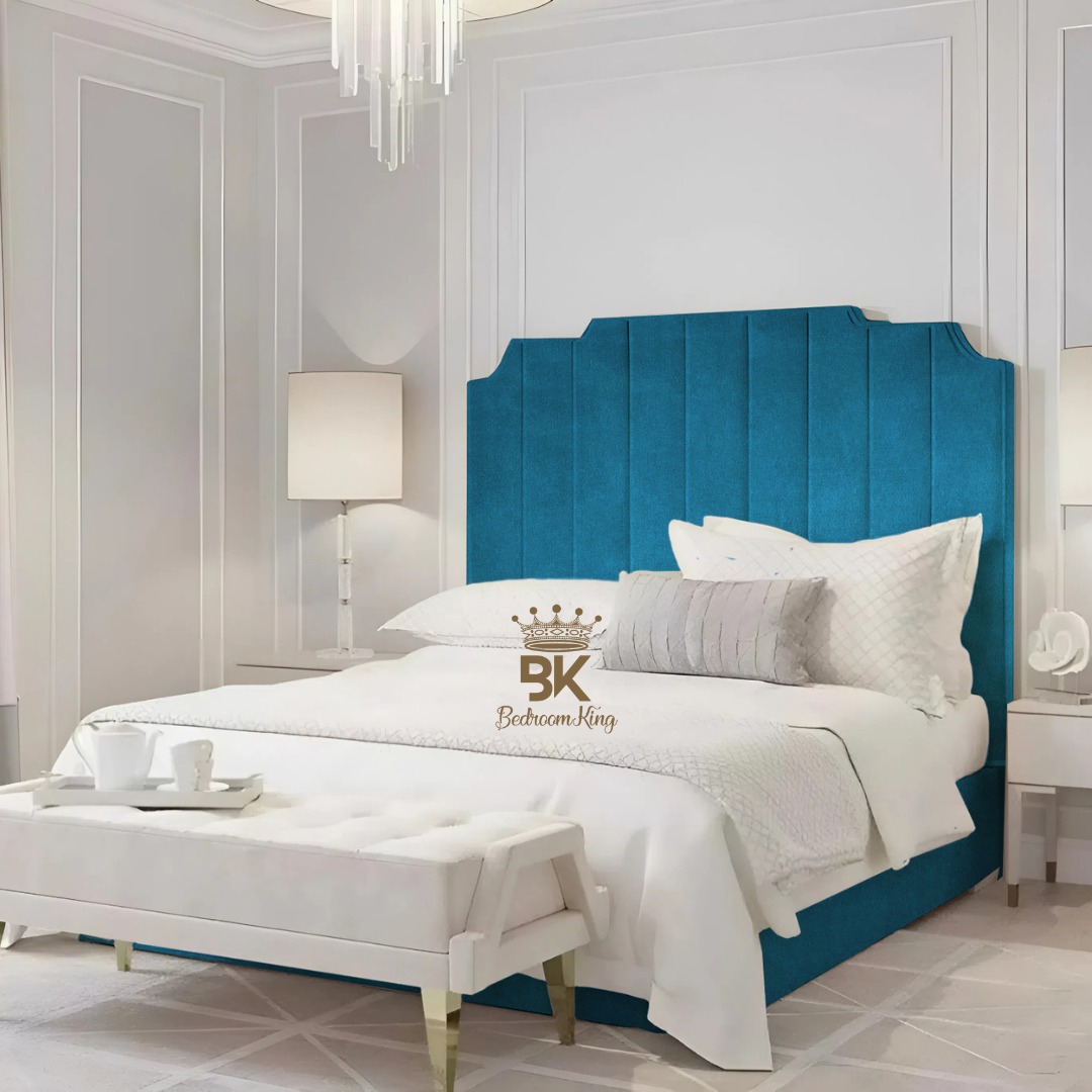 Lacey Art Deco Bedframe Pictured With Tall Headboard