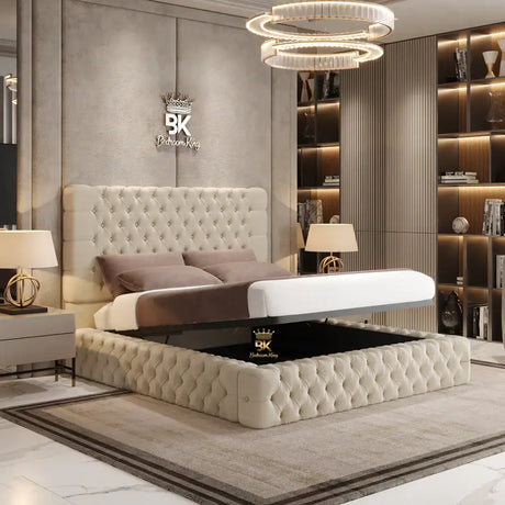 Chesterfield Upholstered Storage Bed frame with storage made by Bedroomking