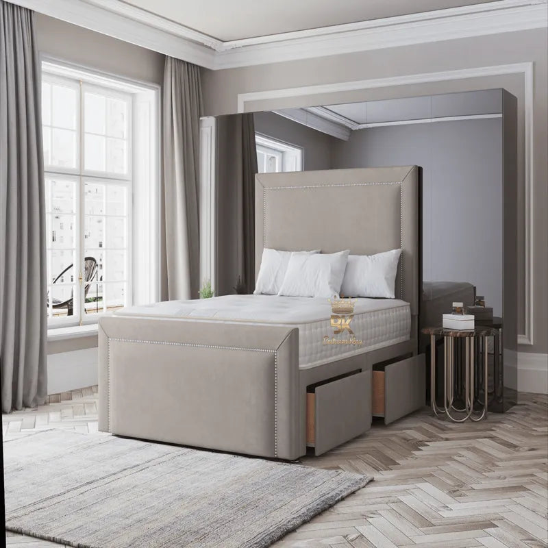 Harper Divan Bed - Optional Studded Border