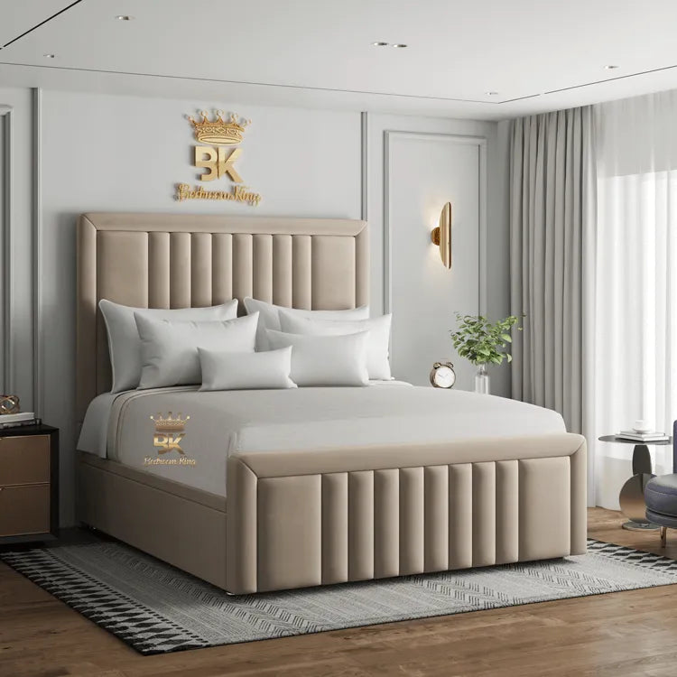 Ottoman Divan Bed - Cream Plush Velvet