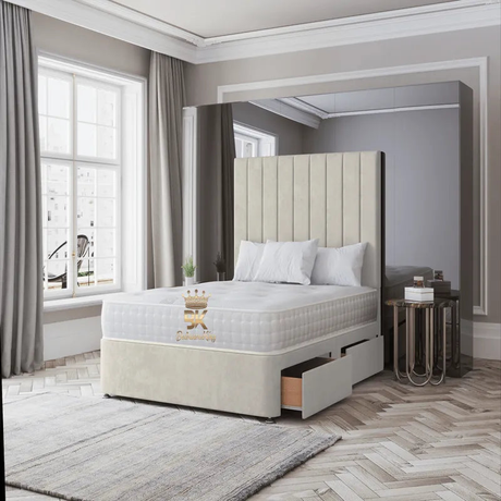 Cream Velvet Divan Bed