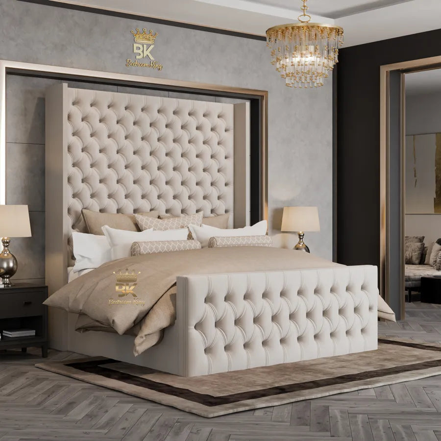 Langford Wingback Bed Frame - Bedroomking