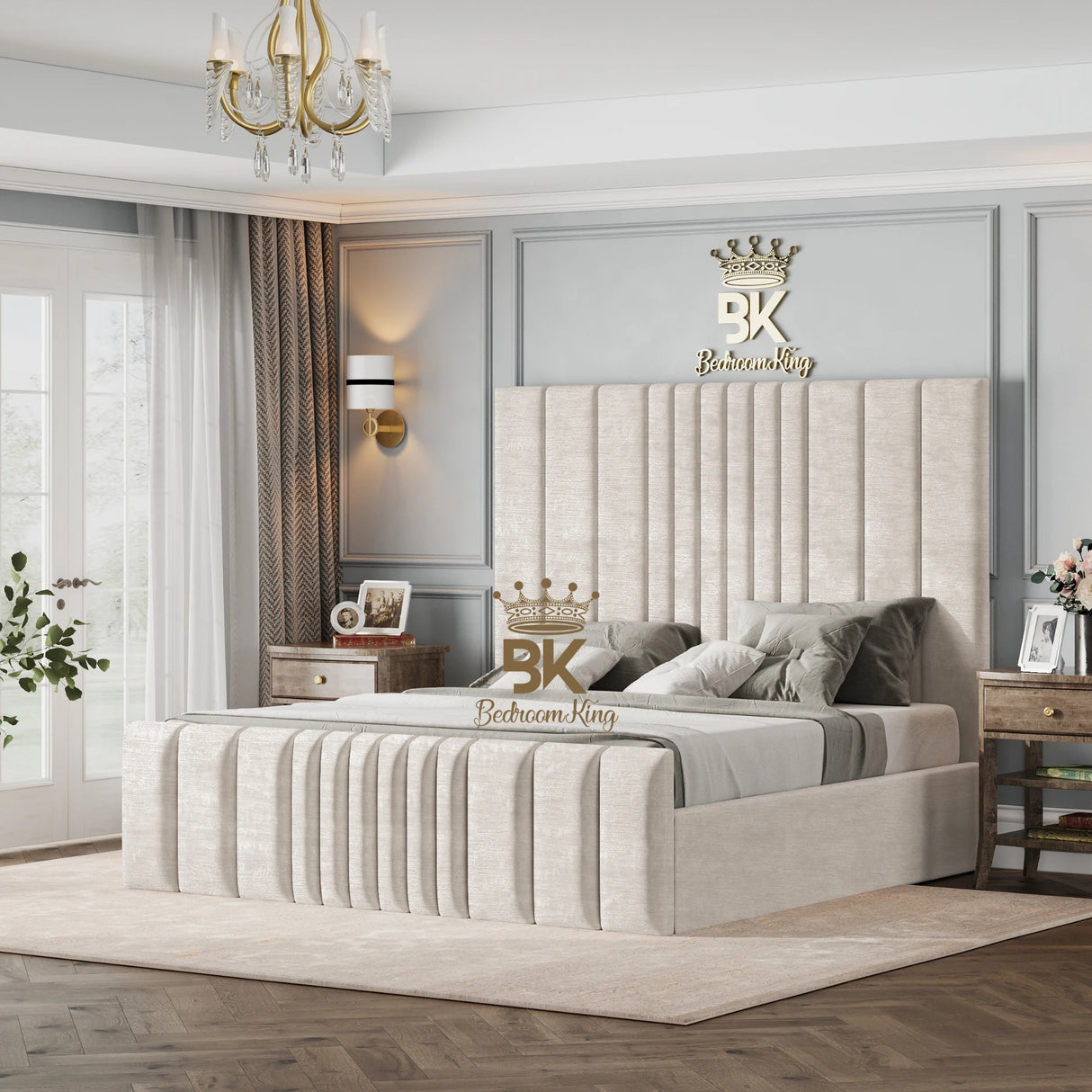 Bethany Luxury Fabric Bed Frame - Cream Naples