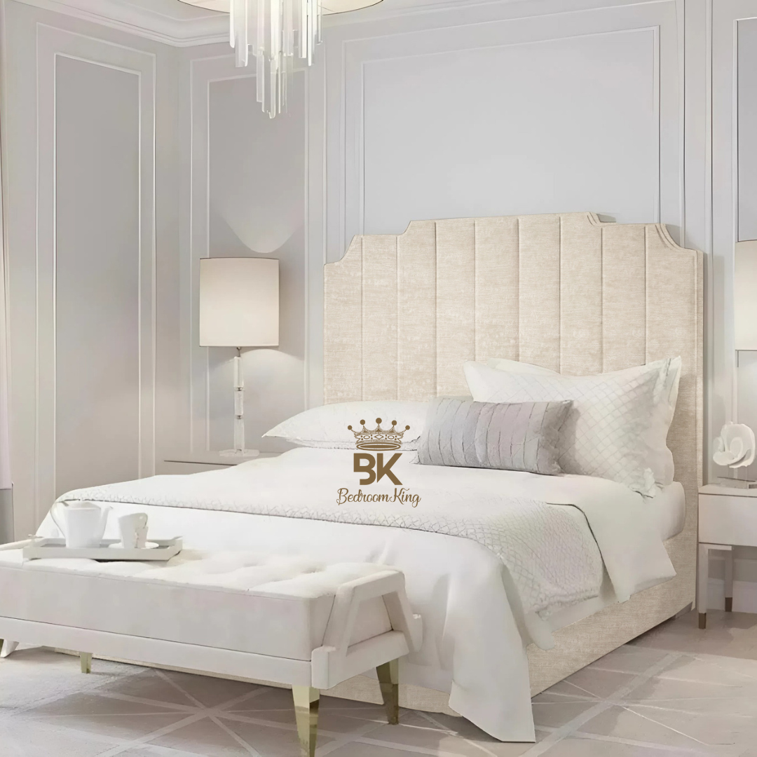 Lacey Art Deco Bedframe Pictured With Tall Headboard