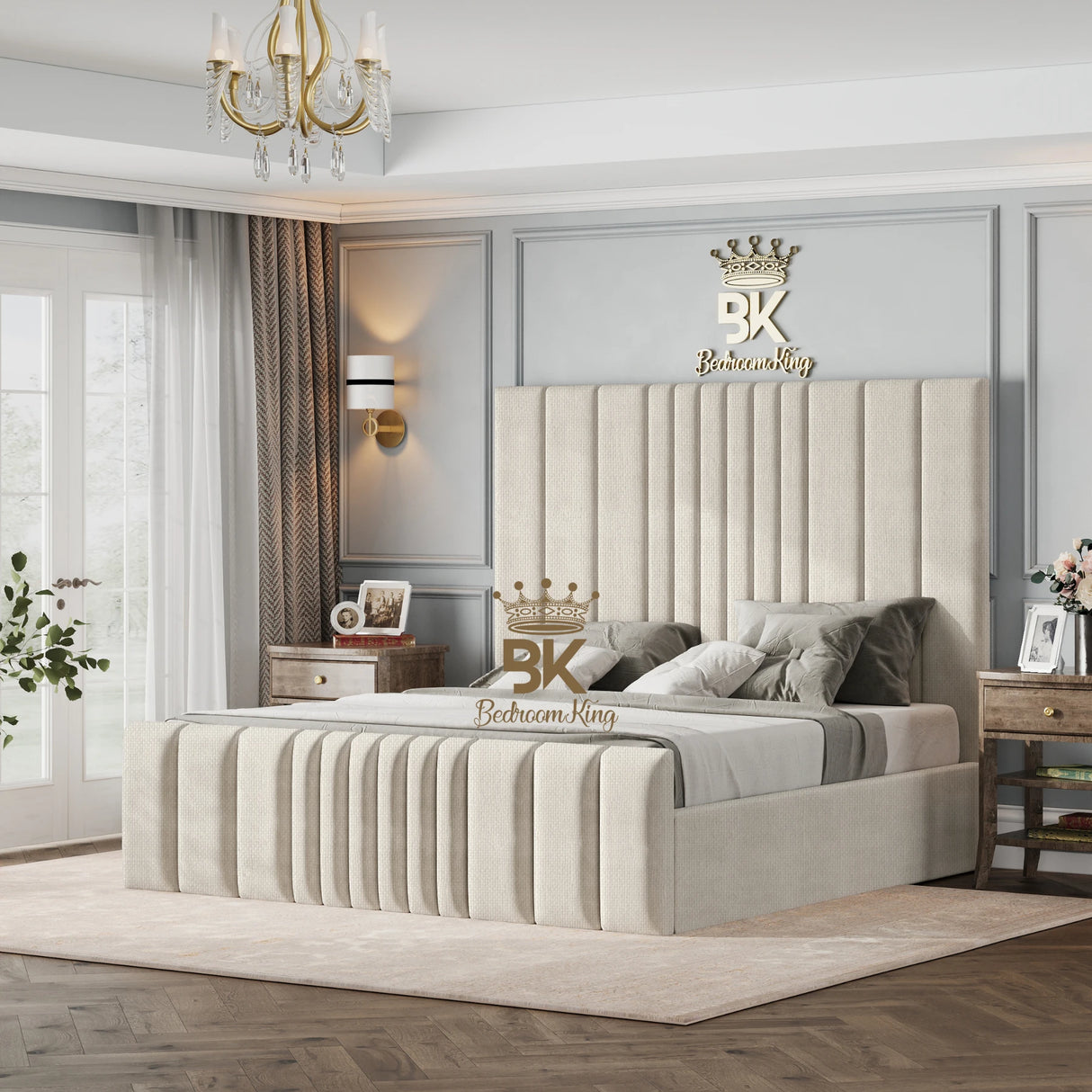 Bethany Luxury Fabric Bed Frame - Cream Naples