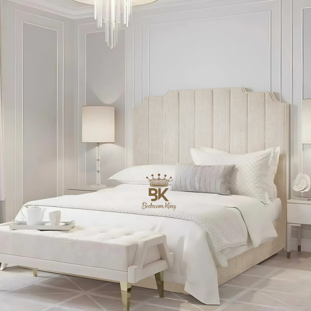 Lacey Art Deco Bedframe Pictured With Tall Headboard