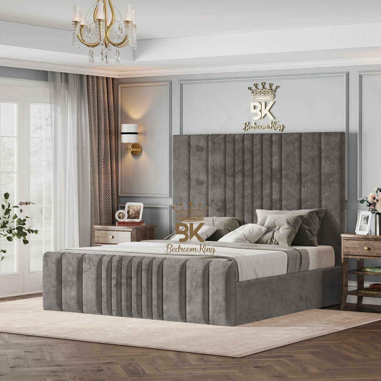 Bethany Luxury Fabric Bed Frame - Cream Naples