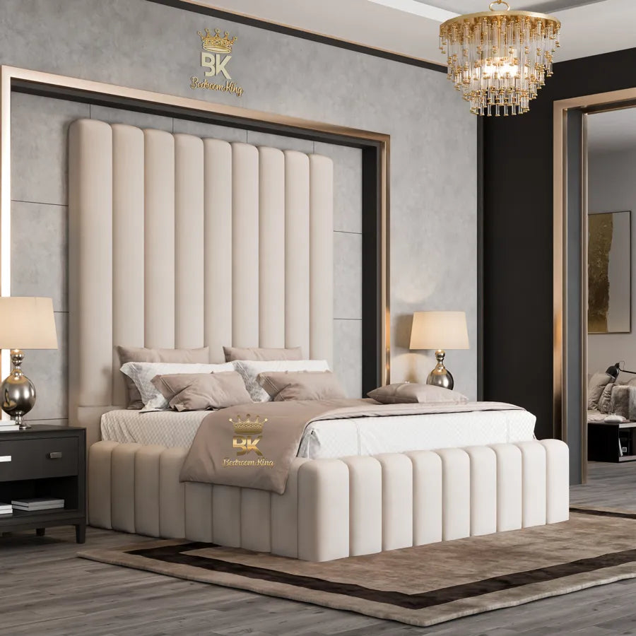 Padded Tall Headboard Bed frame made at Bedroomking