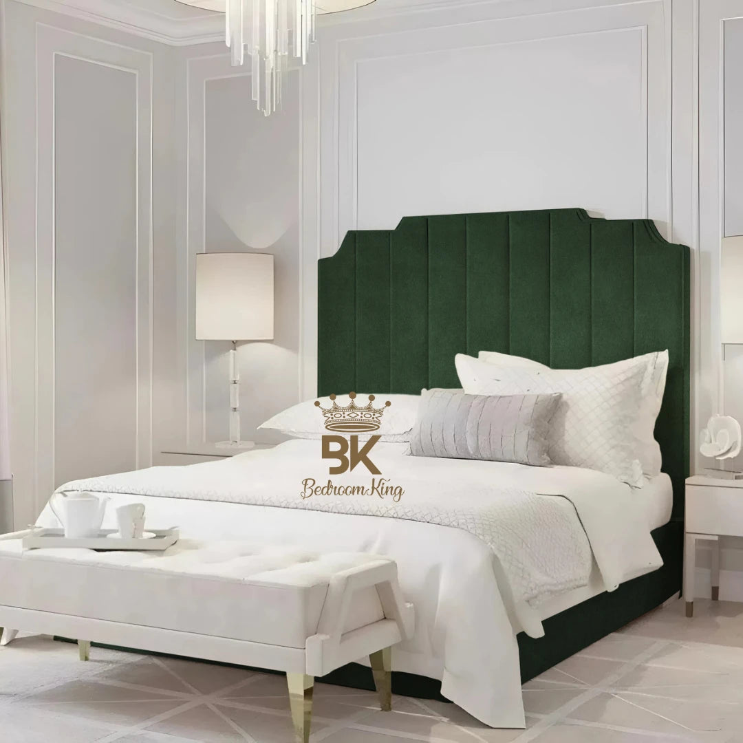 Lacey Art Deco Bedframe Pictured With Tall Headboard