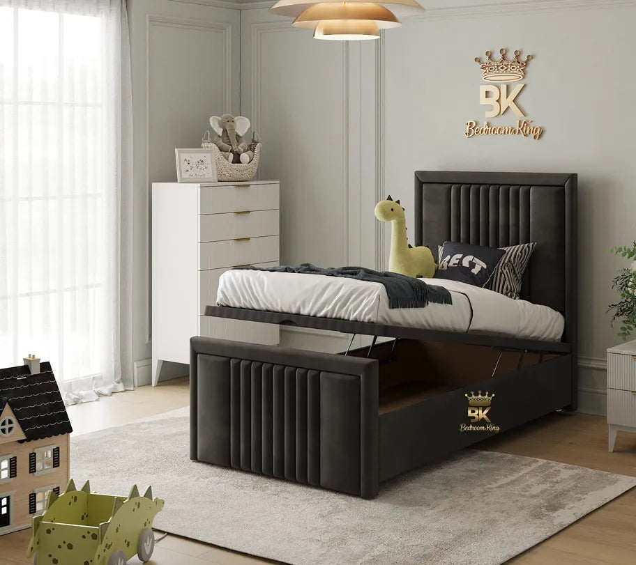 Children's Panel Ottoman Storage Bed Frame in King size made at Bedroomking