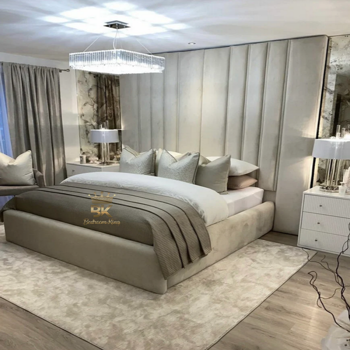 Chloe Bed Frame Pictured With Oversized 90 Tall Headboard