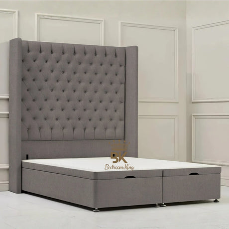 Canterbury Wingback Bed Frame - Grey Plush Velvet