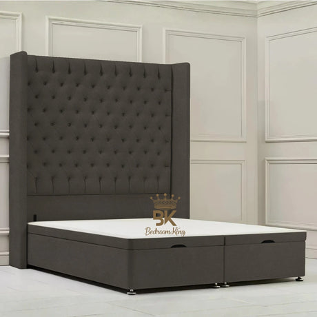 Canterbury Wingback Bed Frame - Grey Teddy Boucle