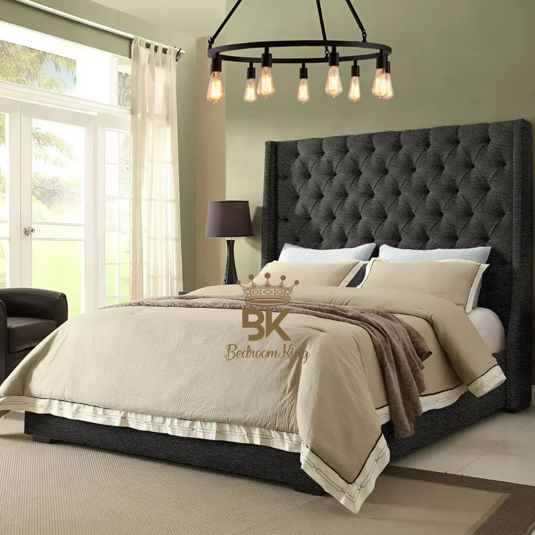 Grand Curved Wingback Bed frame Available With Storage