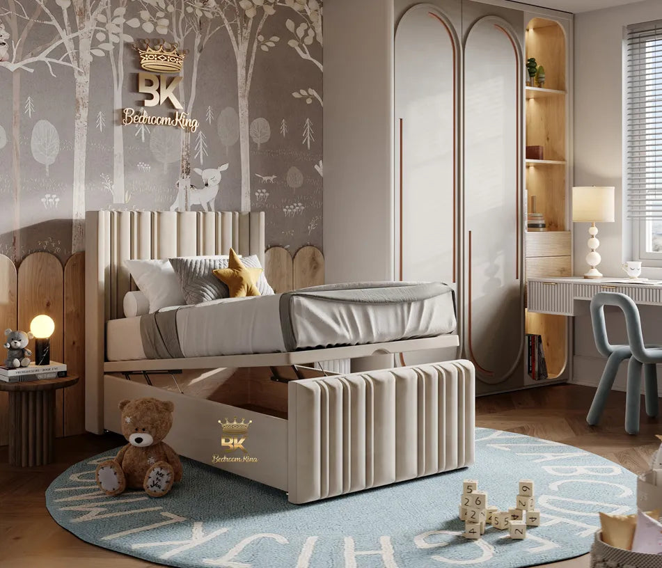 Children's Wingback Ottoman Storage Bed made in Bedroomking