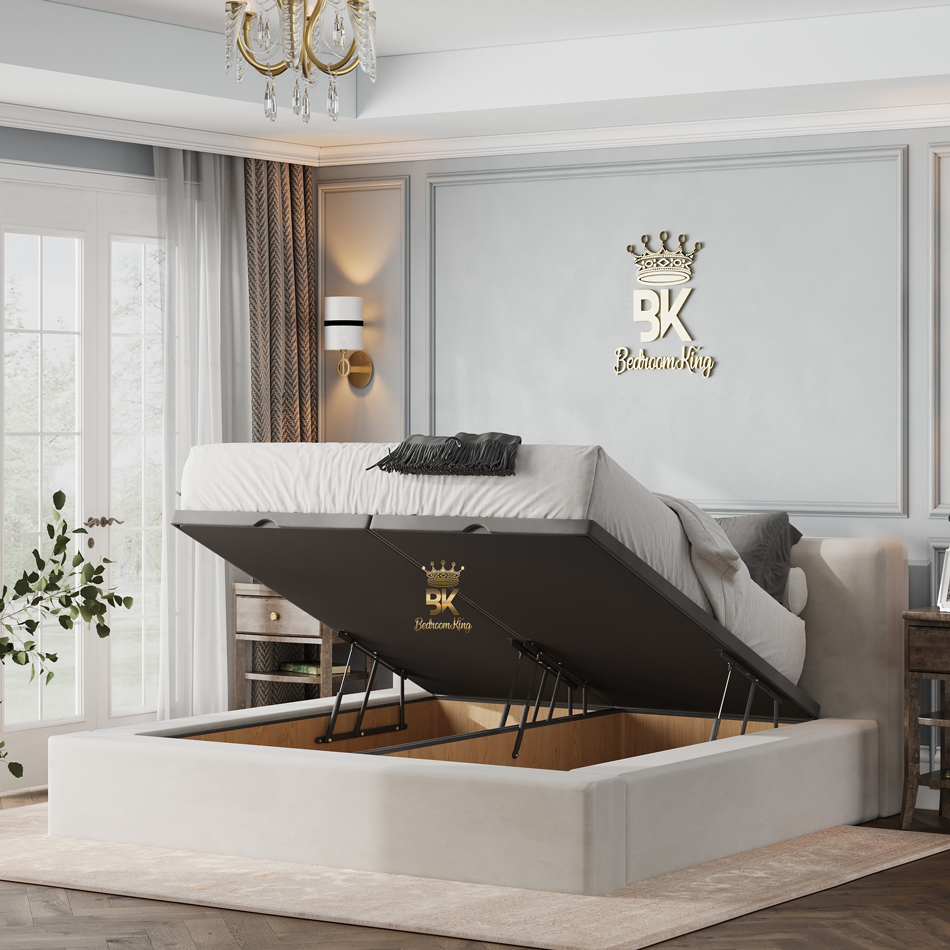 Padded Ambassador Bed with divan storage made by Bedroomking