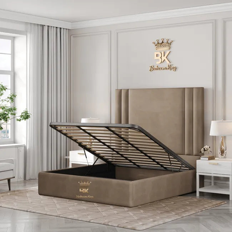 ottoman gas lift in mink plush velvet