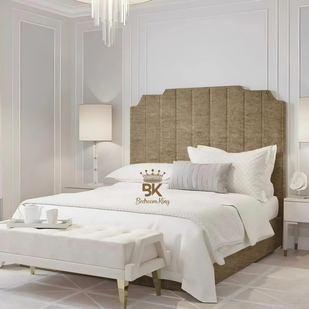 Lacey Art Deco Bedframe Pictured With Tall Headboard