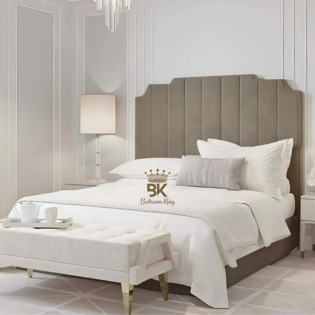 Lacey Art Deco Bedframe Pictured With Tall Headboard