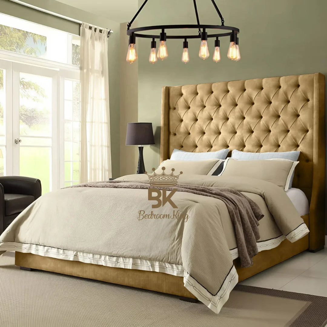 Grand Curved Wingback Bed frame Available With Storage