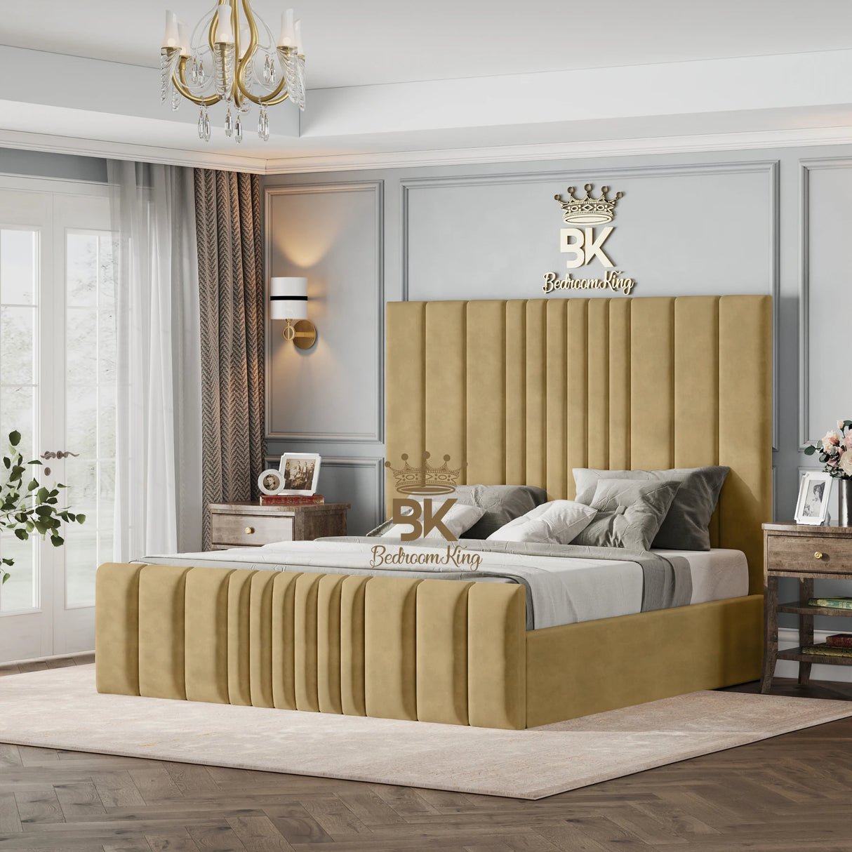 Bethany Luxury Fabric Bed Frame - Cream Naples