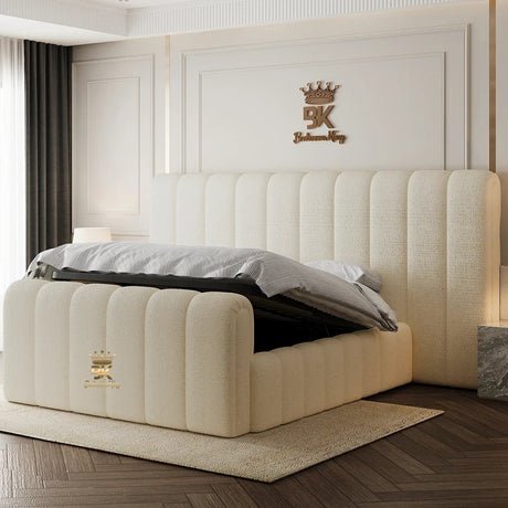 Teddy Boucle Cushioned Bubble Upholstered Bed Frame