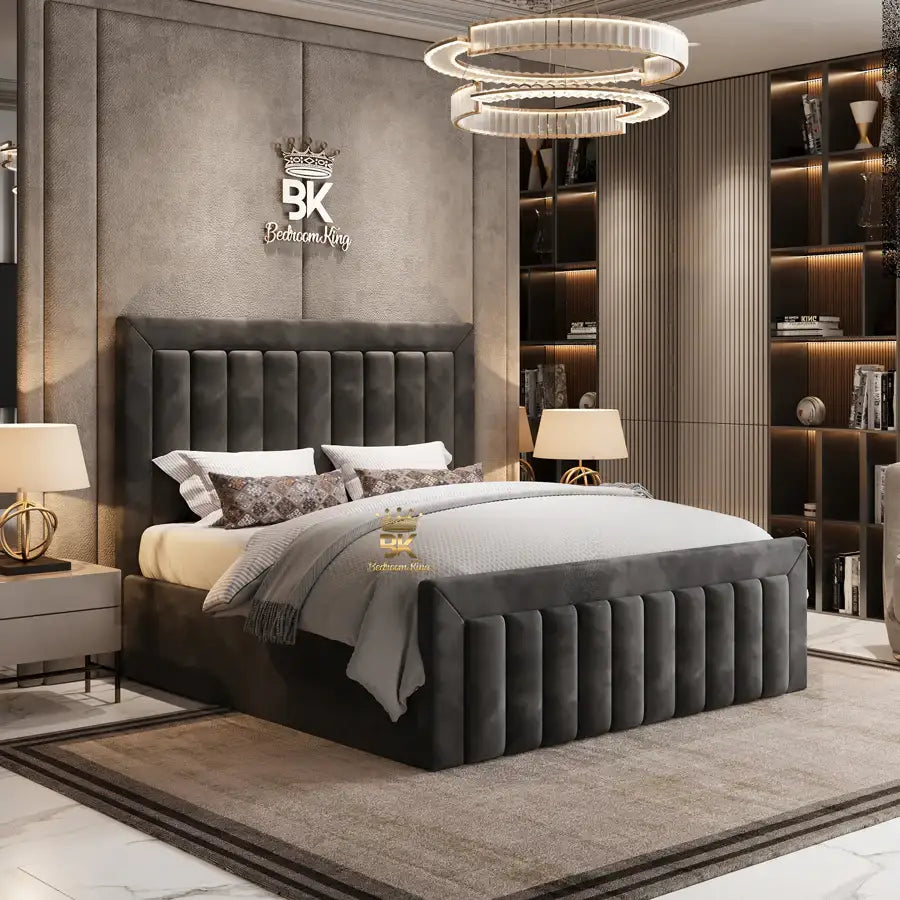 Upholstered Ottoman Storage Bed Frame in Superking size made by Bedroomking