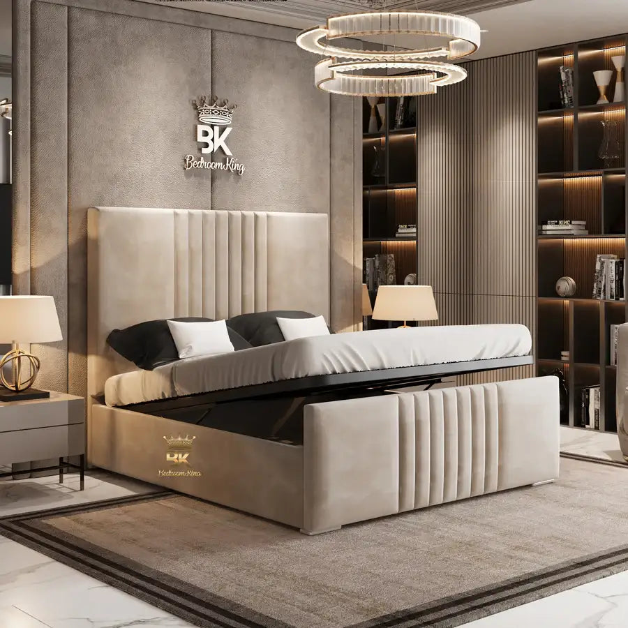 Cream Ottoman Storage Bed Frame made by Bedroomking