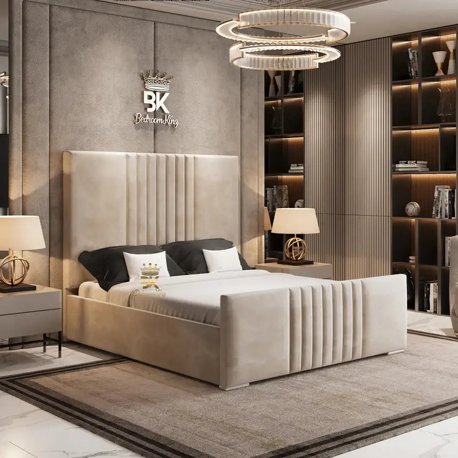 Panel Storage Bed Frame with high headboard made by Bedroomking