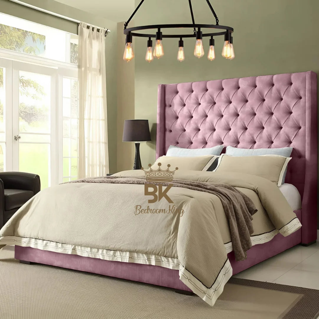 Grand Curved Wingback Bed frame Available With Storage