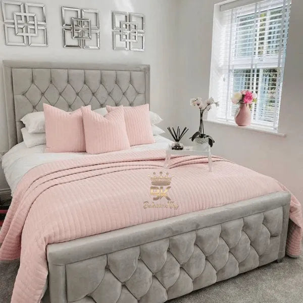 Lavender Chesterfield Upholstered Bed Frame - Bedroomking