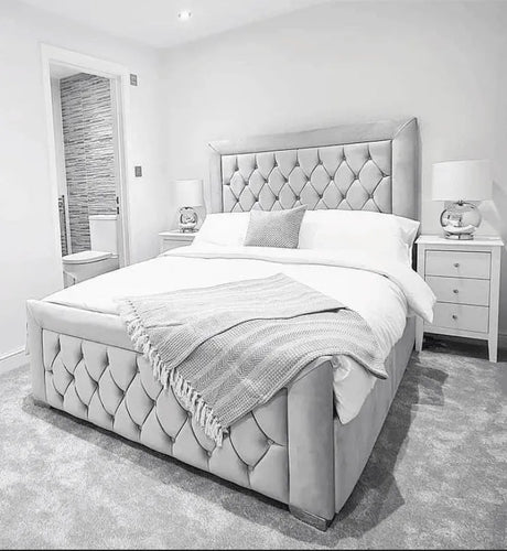 Lavender Chesterfield Upholstered Bed Frame - Bedroomking