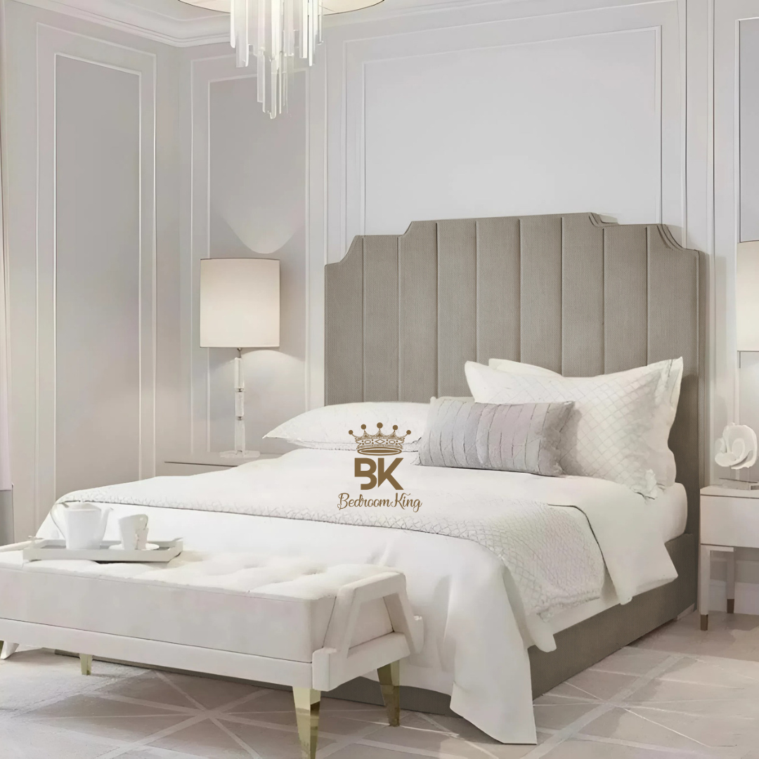 Lacey Art Deco Bedframe Pictured With Tall Headboard