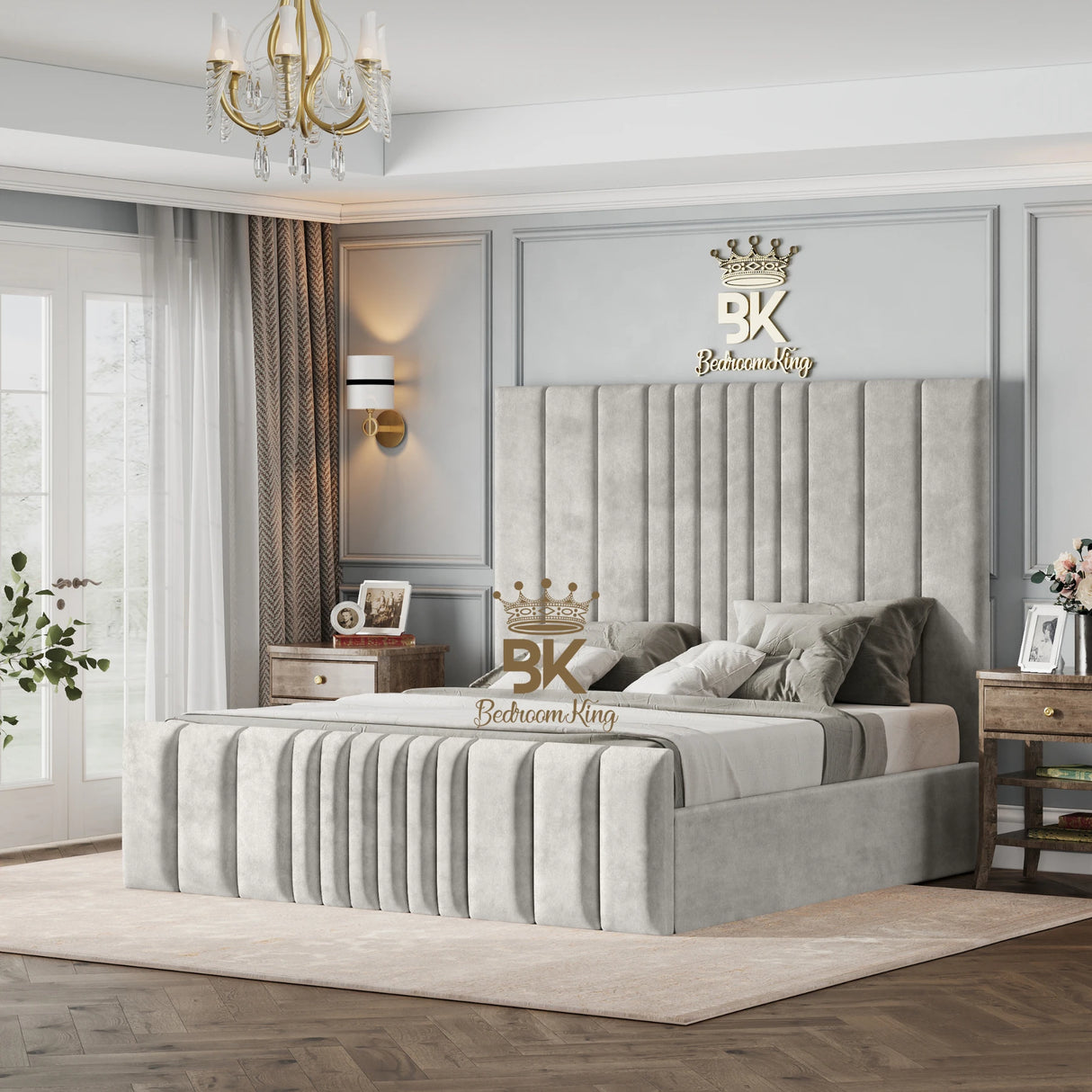 Bethany Luxury Fabric Bed Frame - Cream Naples