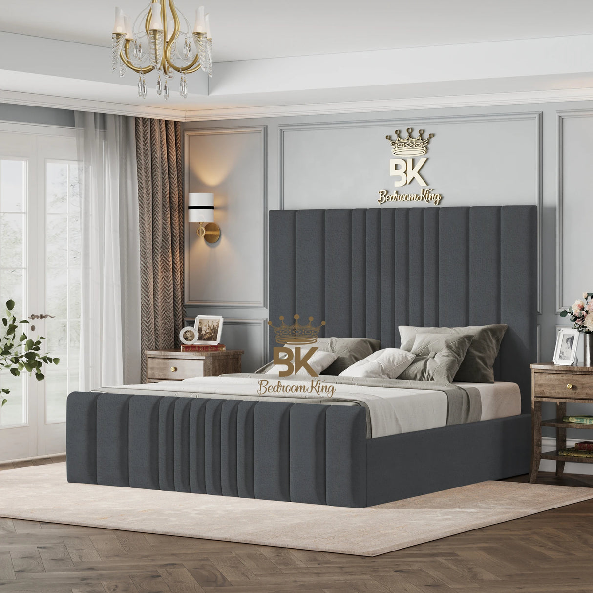 Bethany Luxury Fabric Bed Frame - Cream Naples