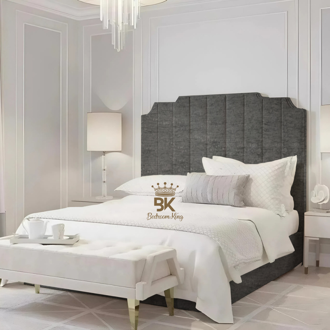 Lacey Art Deco Bedframe Pictured With Tall Headboard