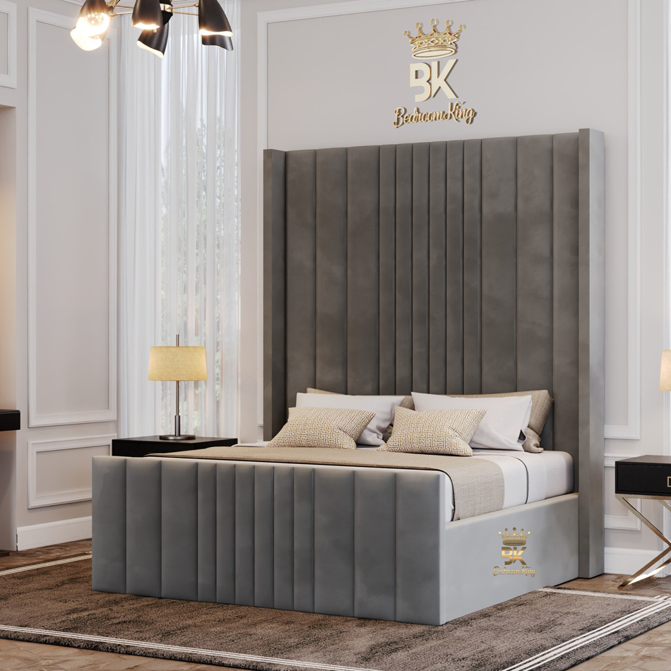 Wingback Storage Bed Frame with high headboard made by Bedroomking