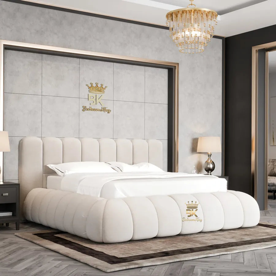 Padded Bubble Bedframe with high headboard made by Bedroomking