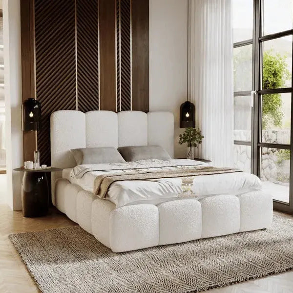 Teddy Boucle Fabric Bedframe - Teddy Boucle Cream