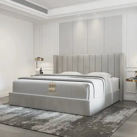 Wingback Fabric Storage Bed Frame in king size made by Bedroomking
